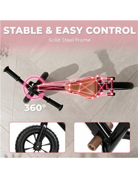 AIYAPLAY 11.2" Balance Bike for 2-5 Years, Toddler Bike with Lighting Wheels, Adjustable Seat & Handlebar, Black - pic 212646 | FastDaddyshop