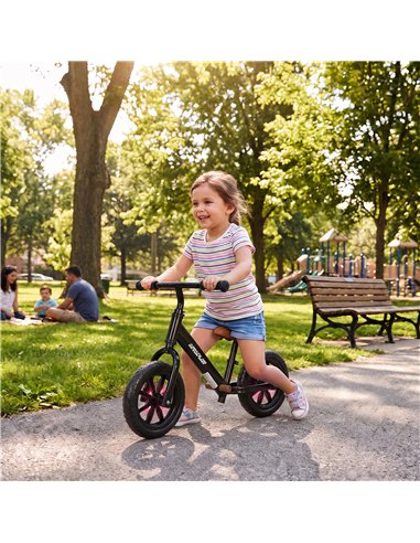 AIYAPLAY 11.2" Balance Bike for 2-5 Years, Toddler Bike with Lighting Wheels, Adjustable Seat & Handlebar, Black