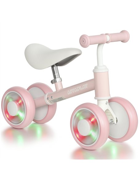 AIYAPLAY Baby Balance Bike for 1-2 Years Old, Light-up Toddler Balance Bike with Adjustable Seat, 4 Silent EVA Wheels, Pink - pic 212650 | FastDaddyshop