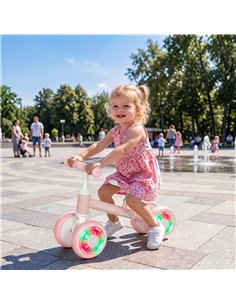 AIYAPLAY Baby Balance Bike for 1-2 Years Old, Light-up Toddler Balance Bike with Adjustable Seat, 4 Silent EVA Wheels, Pink 2