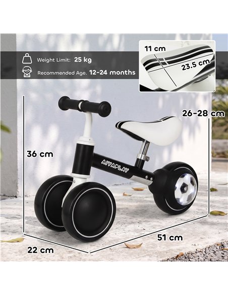 AIYAPLAY Balance Bike for Kids 1-2 Years, Toddler Bike with Adjustable Seat and Lighting Rear Wheels for Boys and Girls, Black - pic 212661 | FastDaddyshop