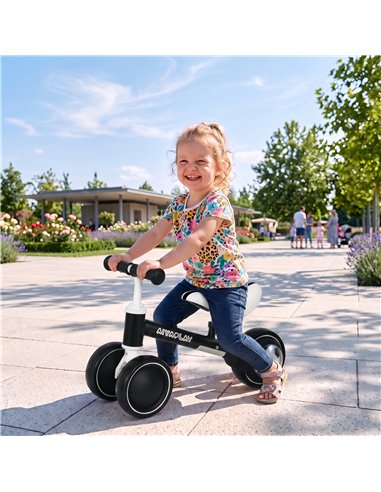 AIYAPLAY Balance Bike for Kids 1-2 Years, Toddler Bike with Adjustable Seat and Lighting Rear Wheels for Boys and Girls, Black
