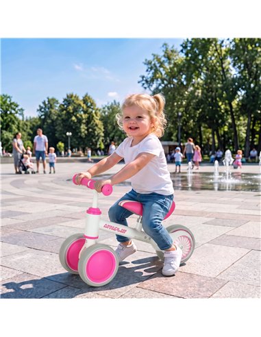 AIYAPLAY Balance Bike for Kids 1-2 Years, Toddler Bike with Adjustable Seat and Lighting Rear Wheels for Boys and Girls, Pink