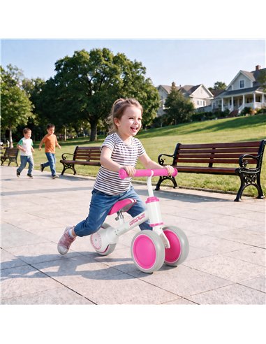 AIYAPLAY Balance Bike for Kids 1-2 Years, Toddler Bike with Adjustable Seat and Lighting Rear Wheels for Boys and Girls, Pink