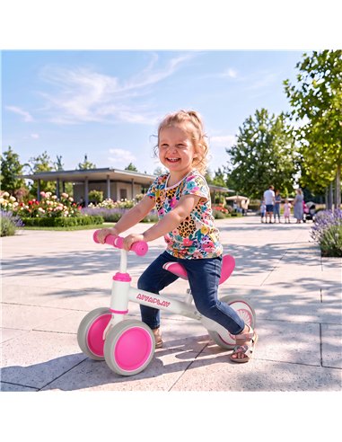 AIYAPLAY Balance Bike for Kids 1-2 Years, Toddler Bike with Adjustable Seat and Lighting Rear Wheels for Boys and Girls, Pink