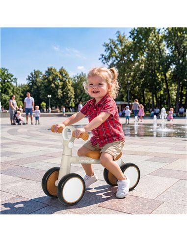 AIYAPLAY Balance Bike, Lightweight Baby Balance Bike with Foldable Design, Adjustable Seat, No Pedal for 1-2 Years, Cream White