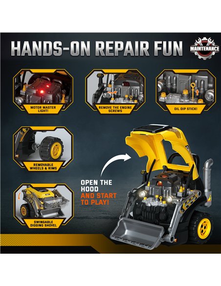 AIYAPLAY Kids Truck Engine Toy, Excavator Toy Steering Wheel with Spray, Lights and Sounds for 3-6 Years Boys Girls, Yellow - pic 212689 | FastDaddyshop