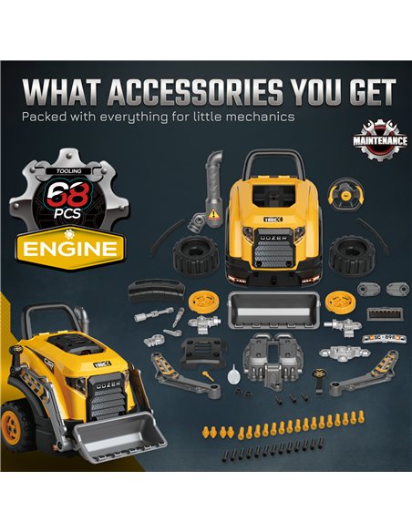 AIYAPLAY Kids Truck Engine Toy, Excavator Toy Steering Wheel with Spray, Lights and Sounds for 3-6 Years Boys Girls, Yellow - pic 212691 | FastDaddyshop