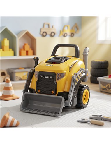 AIYAPLAY Kids Truck Engine Toy, Excavator Toy Steering Wheel with Spray, Lights and Sounds for 3-6 Years Boys Girls, Yellow