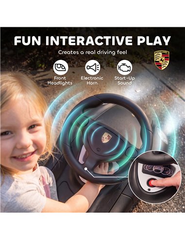 AIYAPLAY Ride on Car, Porsche Licensed Toddler Push Car with Horn, Headlights, Sound and Steering Wheel for 18-36 Months, Matte 