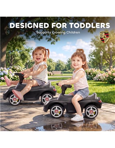 AIYAPLAY Ride on Car, Porsche Licensed Toddler Push Car with Horn, Headlights, Sound and Steering Wheel for 18-36 Months, Matte 