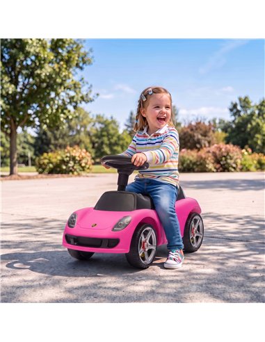 AIYAPLAY Ride on Car, Porsche Licensed Toddler Push Car with Horn, Headlights, Sound and Steering Wheel for 18-36 Months, Pink