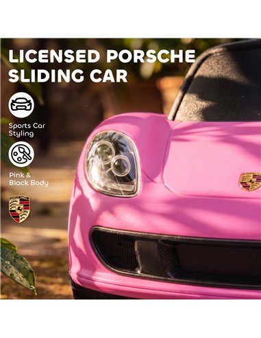 AIYAPLAY Ride on Car, Porsche Licensed Toddler Push Car with Horn, Headlights, Sound and Steering Wheel for 18-36 Months, Pink
