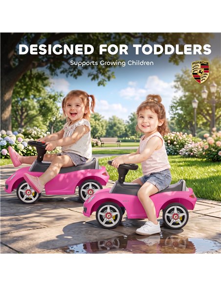 AIYAPLAY Ride on Car, Porsche Licensed Toddler Push Car with Horn, Headlights, Sound and Steering Wheel for 18-36 Months, Pink - pic 212709 | FastDaddyshop