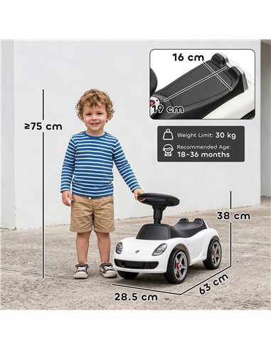 AIYAPLAY Ride on Car, Porsche Licensed Toddler Push Car with Horn, Headlights, Sound and Steering Wheel for 18-36 Months, White