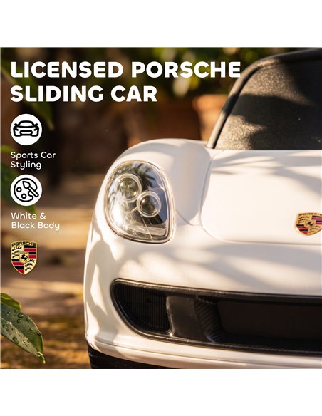AIYAPLAY Ride on Car, Porsche Licensed Toddler Push Car with Horn, Headlights, Sound and Steering Wheel for 18-36 Months, White - pic 212716 | FastDaddyshop
