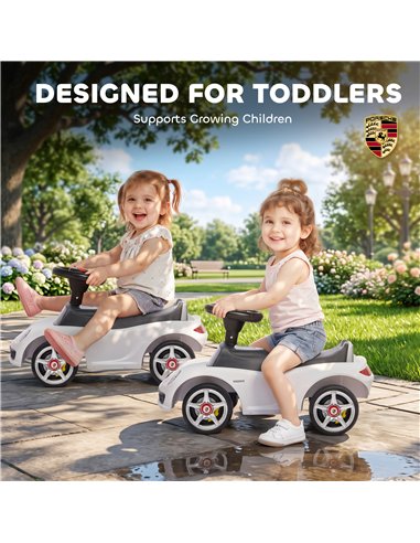 AIYAPLAY Ride on Car, Porsche Licensed Toddler Push Car with Horn, Headlights, Sound and Steering Wheel for 18-36 Months, White