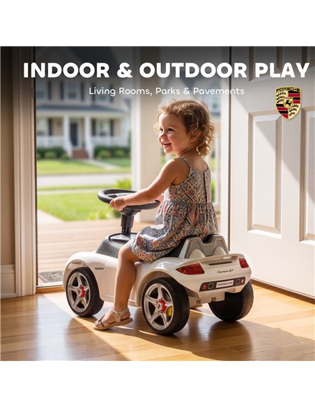 AIYAPLAY Ride on Car, Porsche Licensed Toddler Push Car with Horn, Headlights, Sound and Steering Wheel for 18-36 Months, White - pic 212719 | FastDaddyshop