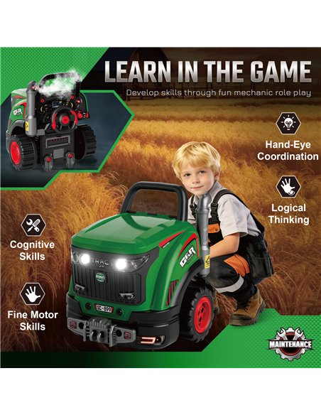 AIYAPLAY Kids Truck Engine Toy, Toy Steering Wheel with Spray, Lights and Sounds, Educational Gifts for 3-6 Years, Green - pic 212728 | FastDaddyshop