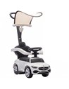 AIYAPLAY 4 in 1 Licensed Benz Ride on Push Car with Handle, Canopy, Guardrails, Horn, Music, Storage for 12-36 Months, White