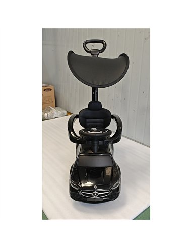 AIYAPLAY 4 in 1 Licensed Benz Ride on Push Car with Handle, Canopy, Guardrails, Horn, Music, Storage for 12-36 Months, Black