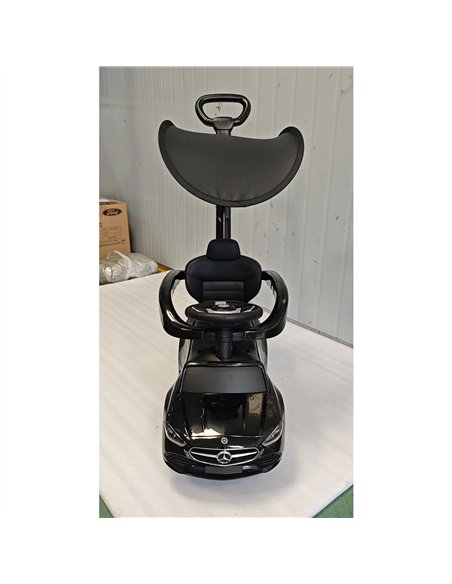 AIYAPLAY 4 in 1 Licensed Benz Ride on Push Car with Handle, Canopy, Guardrails, Horn, Music, Storage for 12-36 Months, Black - pic 212751 | FastDaddyshop