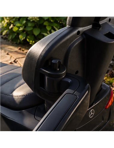 AIYAPLAY 4 in 1 Licensed Benz Ride on Push Car with Handle, Canopy, Guardrails, Horn, Music, Storage for 12-36 Months, Black