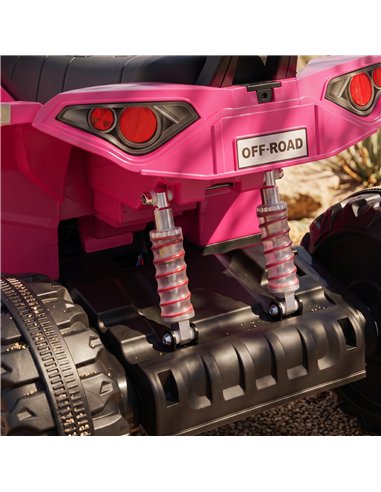 AIYAPLAY 24V 2 Seater Electric Quad Bike for Kids, Ride On Car ATV Toy w/ Forward Backward, for Boys Girls 3-8 Years, Pink