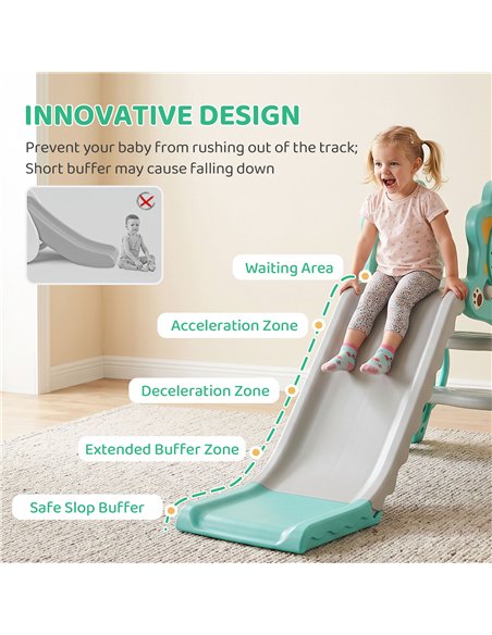 AIYAPLAY Baby Slide with Basketball Hoop, Climber, Easy to Assemble Kids Slide for Indoor Use, for Ages 18-36 Months - Blue - pic 212799 | FastDaddyshop