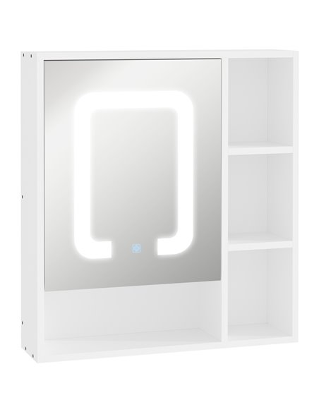 Kleankin Wall-mounted LED Illuminated Bathroom Mirror Cabinet, White - pic 21282 | FastDaddyshop