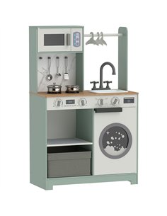 AIYAPLAY Kids Play Kitchen, Pretend Play Toy Kitchen Playset with Stove, Sink, Microwave, 5Pcs Accessories for 3-6 Years, Green