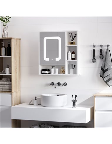Kleankin Wall-mounted LED Illuminated Bathroom Mirror Cabinet, White