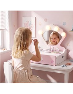 AIYAPLAY Kids Dressing Table, Portable Vanity Table with Lights, Mirror, Drawer, Accessories, Gift for 3-6 Years 2