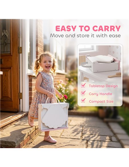 AIYAPLAY Kids Dressing Table, Portable Vanity Table with Lights, Mirror, Drawer, Accessories, Gift for 3-6 Years - pic 212836 | FastDaddyshop