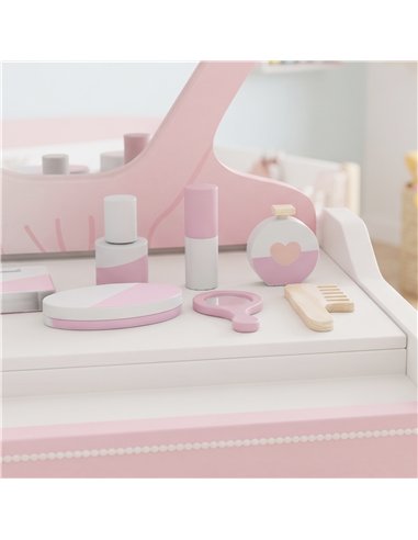 AIYAPLAY Kids Dressing Table, Portable Vanity Table with Lights, Mirror, Drawer, Accessories, Gift for 3-6 Years