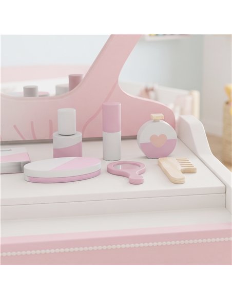 AIYAPLAY Kids Dressing Table, Portable Vanity Table with Lights, Mirror, Drawer, Accessories, Gift for 3-6 Years - pic 212838 | FastDaddyshop
