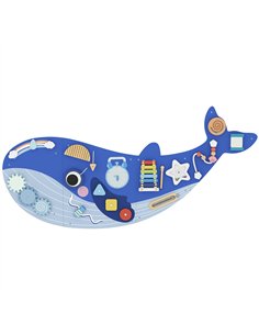 AIYAPLAY Whale Activity Wall Busy Board, 13 in 1 Montessori Inspired Sensory Wall Panel for Playroom Nursery Boys Girls 2+, Blue