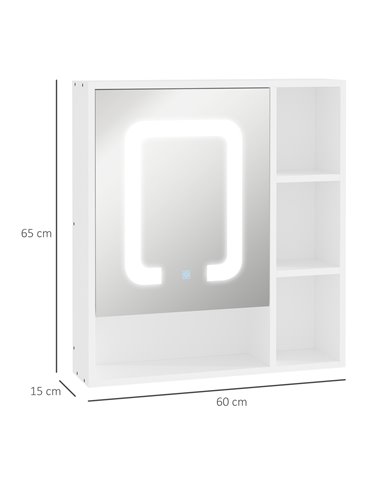 Kleankin Wall-mounted LED Illuminated Bathroom Mirror Cabinet, White