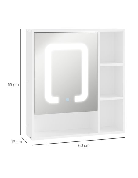 Kleankin Wall-mounted LED Illuminated Bathroom Mirror Cabinet, White - pic 21284 | FastDaddyshop