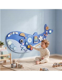 AIYAPLAY Whale Activity Wall Busy Board, 13 in 1 Montessori Inspired Sensory Wall Panel for Playroom Nursery Boys Girls 2+, Blue 2