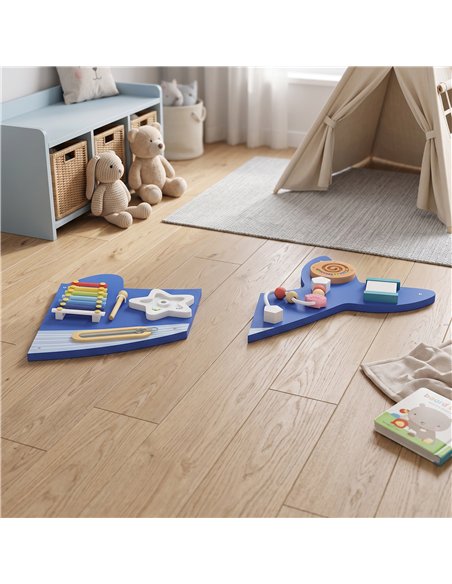 AIYAPLAY Whale Activity Wall Busy Board, 13 in 1 Montessori Inspired Sensory Wall Panel for Playroom Nursery Boys Girls 2+, Blue - pic 212847 | FastDaddyshop
