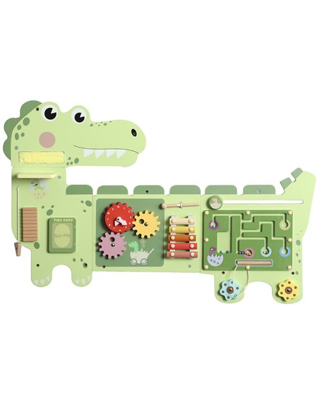 AIYAPLAY Busy Board Panels, Wall Mounted Montessori Inspired Busy Board, Toddler Learning Centre Dinosaur Theme, Green - pic 212857 | FastDaddyshop