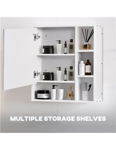 Kleankin Wall-mounted LED Illuminated Bathroom Mirror Cabinet, White