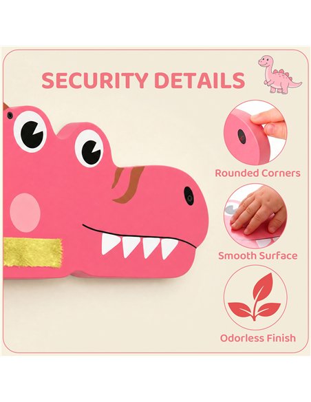 AIYAPLAY Busy Board Panels, Wall Mounted Montessori Inspired Busy Board, Toddler Learning Centre Dinosaur Theme, Pink - pic 212871 | FastDaddyshop