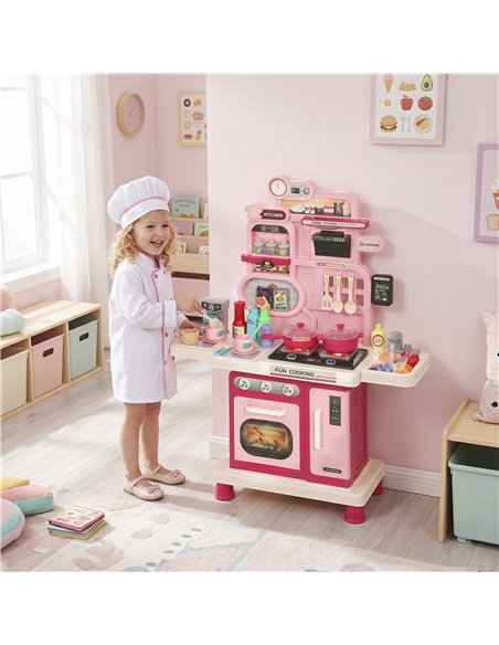 AIYAPLAY Play Kitchen, 33 PCS Kids Kitchen Playset with Lights, Sounds, Storage, Circulating Water Sink for 3-6 Years, Pink - pic 212876 | FastDaddyshop