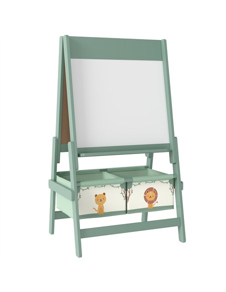 AIYAPLAY Art Easel for Kids, Double-Sided Whiteboard/Blackboard with Paper Roll, Two Storage Boxes, for Ages 3-8 Years, Green - pic 212893 | FastDaddyshop