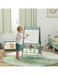 AIYAPLAY Art Easel for Kids, Double-Sided Whiteboard/Blackboard with Paper Roll, Two Storage Boxes, for Ages 3-8 Years, Green 2