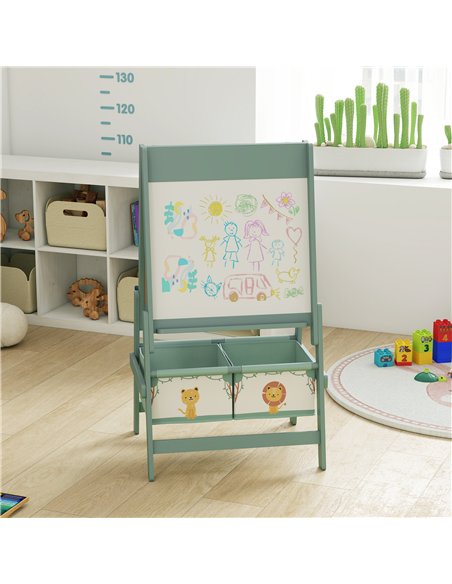 AIYAPLAY Art Easel for Kids, Double-Sided Whiteboard/Blackboard with Paper Roll, Two Storage Boxes, for Ages 3-8 Years, Green - pic 212899 | FastDaddyshop