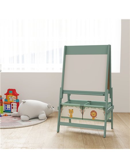 AIYAPLAY Art Easel for Kids, Double-Sided Whiteboard/Blackboard with Paper Roll, Two Storage Boxes, for Ages 3-8 Years, Green - pic 212900 | FastDaddyshop