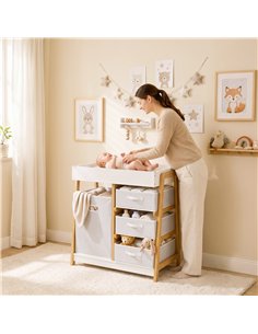 AIYAPLAY Baby Changing Table, Baby Changing Unit with 3 Drawers, Large Basket and Waterproof Pad for Bedroom Nursery, White 2
